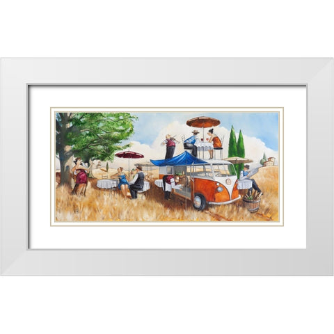 A Traveling Restaurant White Modern Wood Framed Art Print with Double Matting by West, Ronald