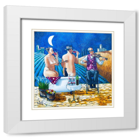 Late Night Bath II White Modern Wood Framed Art Print with Double Matting by West, Ronald