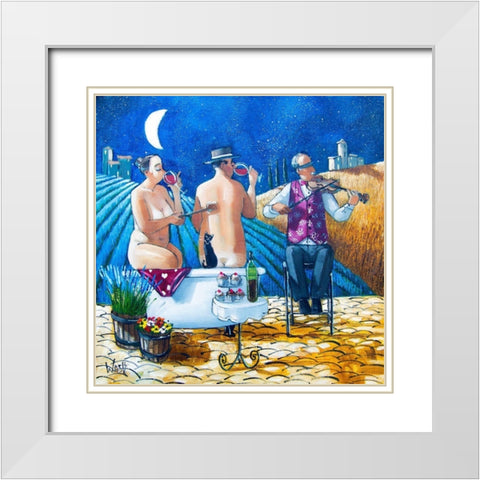 Late Night Bath II White Modern Wood Framed Art Print with Double Matting by West, Ronald