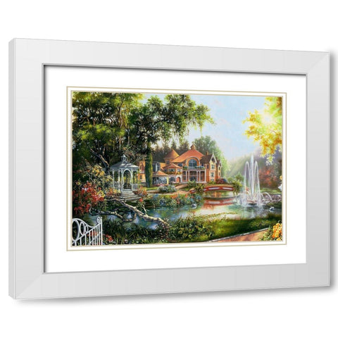 Lakeside Hideaway White Modern Wood Framed Art Print with Double Matting by Strubel, Klaus