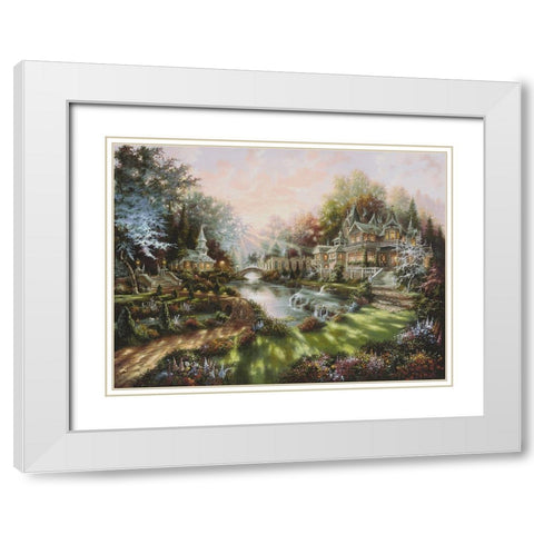 Morning Glory White Modern Wood Framed Art Print with Double Matting by Strubel, Klaus