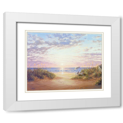 Paradise Dawn White Modern Wood Framed Art Print with Double Matting by Strubel, Klaus