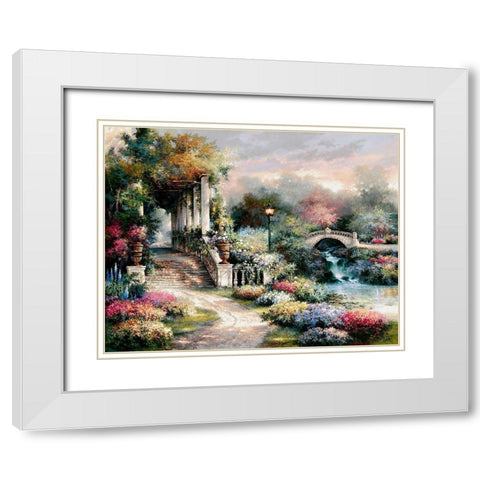 Classic Garden Retreat White Modern Wood Framed Art Print with Double Matting by Lee, James