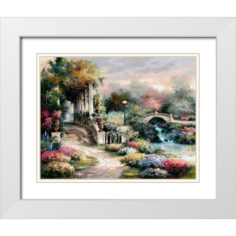 Classic Garden Retreat White Modern Wood Framed Art Print with Double Matting by Lee, James
