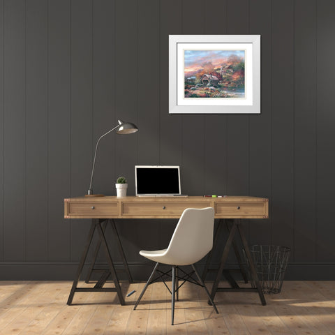 Old Mill Creek White Modern Wood Framed Art Print with Double Matting by Lee, James