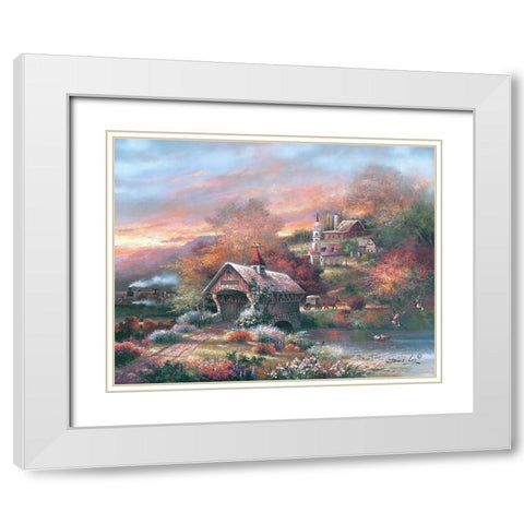 Old Mill Creek White Modern Wood Framed Art Print with Double Matting by Lee, James