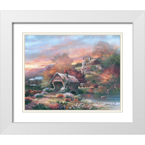 Old Mill Creek White Modern Wood Framed Art Print with Double Matting by Lee, James