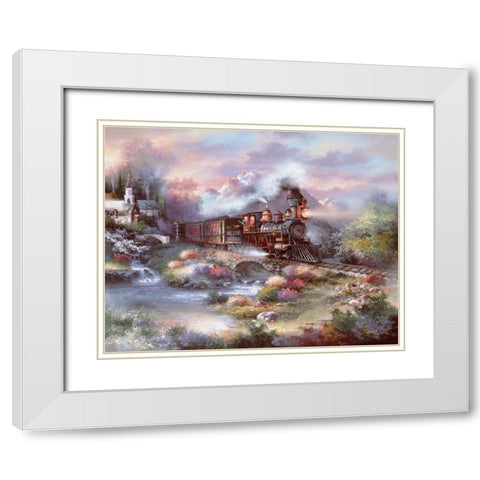 Spring Creek Express White Modern Wood Framed Art Print with Double Matting by Lee, James