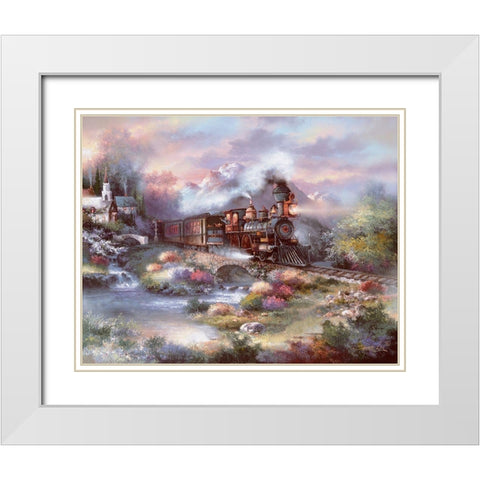 Spring Creek Express White Modern Wood Framed Art Print with Double Matting by Lee, James