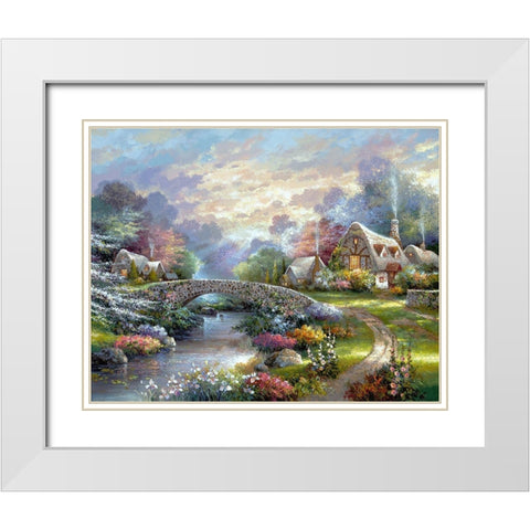 Springtime Glory White Modern Wood Framed Art Print with Double Matting by Lee, James