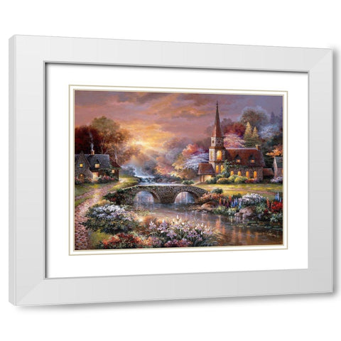 Peaceful Reflections White Modern Wood Framed Art Print with Double Matting by Lee, James