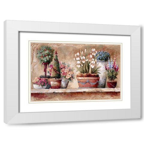 Country Blossoms White Modern Wood Framed Art Print with Double Matting by Lee, James