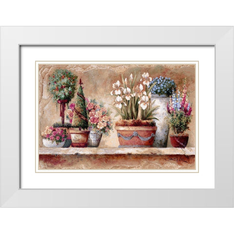 Country Blossoms White Modern Wood Framed Art Print with Double Matting by Lee, James