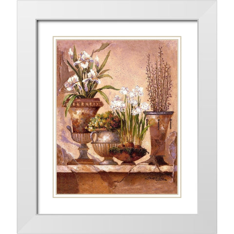 Floral Elegance 2 White Modern Wood Framed Art Print with Double Matting by Lee, James