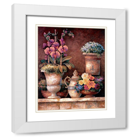 Victorian Blossoms I White Modern Wood Framed Art Print with Double Matting by Lee, James