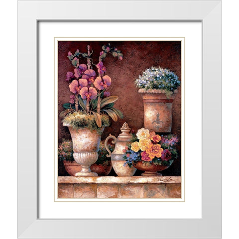 Victorian Blossoms I White Modern Wood Framed Art Print with Double Matting by Lee, James