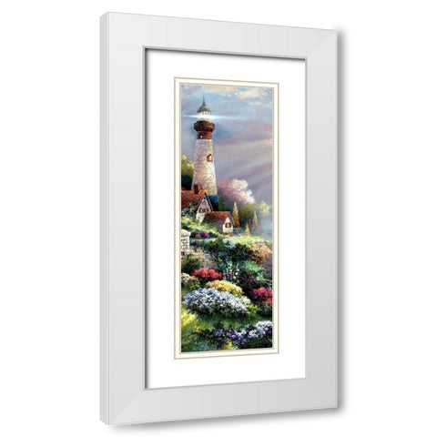 Peaceful Reflections Panel I White Modern Wood Framed Art Print with Double Matting by Lee, James