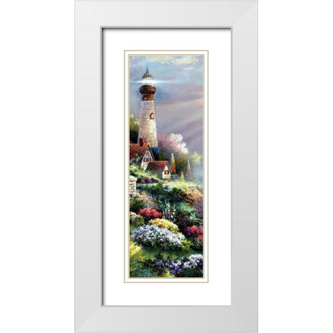 Peaceful Reflections Panel I White Modern Wood Framed Art Print with Double Matting by Lee, James