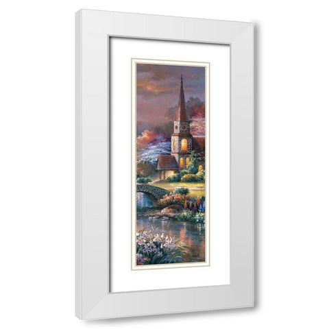 Peaceful Reflections Panel II White Modern Wood Framed Art Print with Double Matting by Lee, James