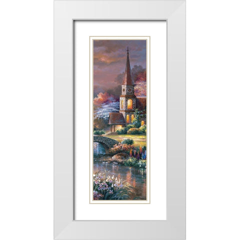 Peaceful Reflections Panel II White Modern Wood Framed Art Print with Double Matting by Lee, James