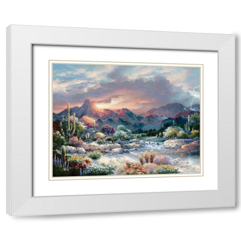 Sonoran Sunrise White Modern Wood Framed Art Print with Double Matting by Lee, James