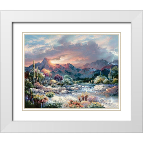 Sonoran Sunrise White Modern Wood Framed Art Print with Double Matting by Lee, James