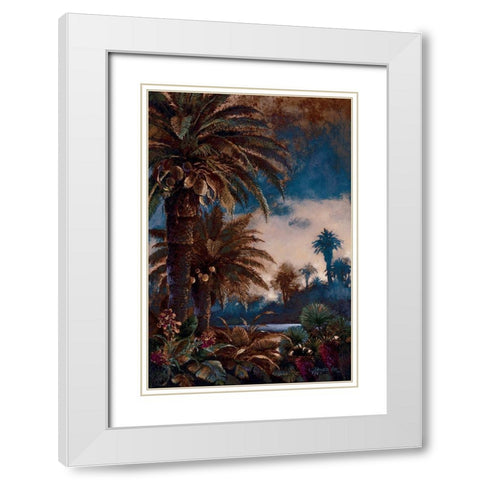 Tropical Palms I White Modern Wood Framed Art Print with Double Matting by Lee, James