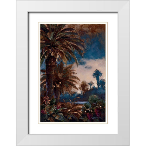 Tropical Palms I White Modern Wood Framed Art Print with Double Matting by Lee, James