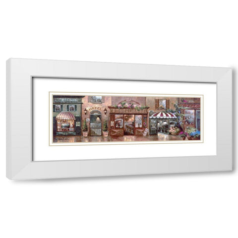 Cafe Walk White Modern Wood Framed Art Print with Double Matting by Lee, James