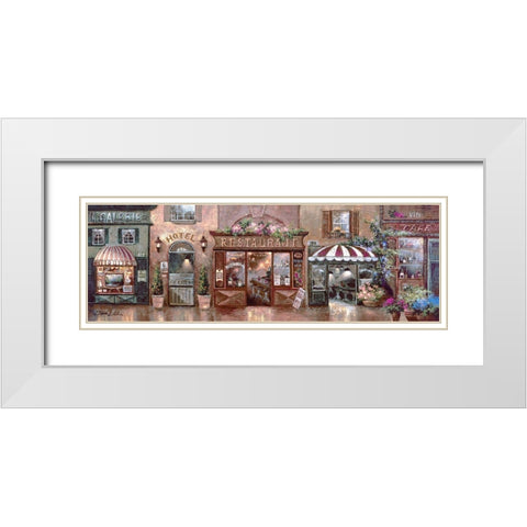 Cafe Walk White Modern Wood Framed Art Print with Double Matting by Lee, James