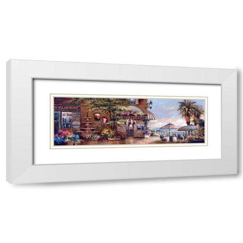 Cafe Walk II White Modern Wood Framed Art Print with Double Matting by Lee, James