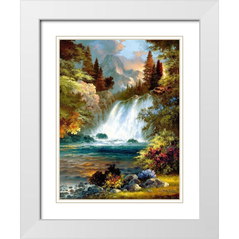 Sunrise Falls II White Modern Wood Framed Art Print with Double Matting by Lee, James