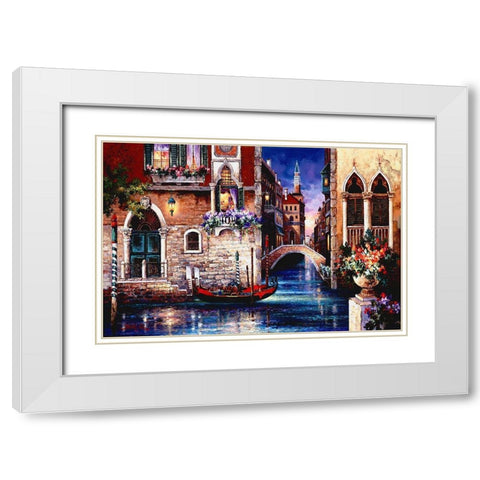 Streets of Venice I White Modern Wood Framed Art Print with Double Matting by Lee, James