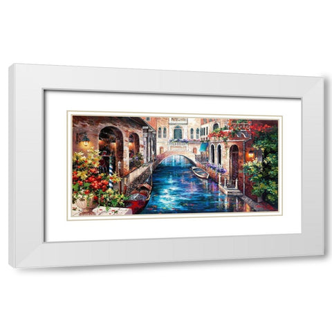 Venice Bridge White Modern Wood Framed Art Print with Double Matting by Lee, James