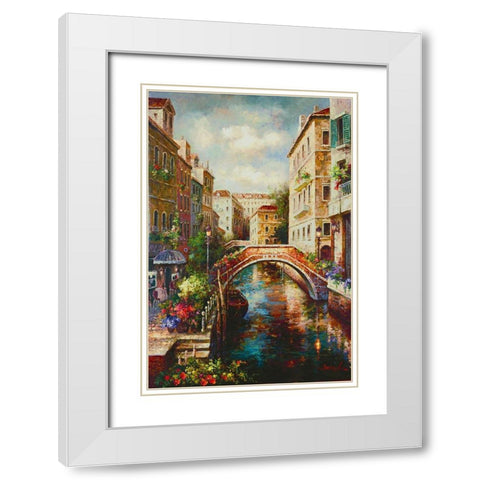 Venice Canal White Modern Wood Framed Art Print with Double Matting by Lee, James