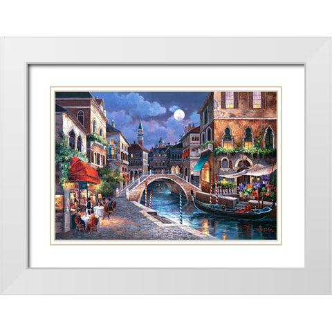 Streets of Venice II White Modern Wood Framed Art Print with Double Matting by Lee, James