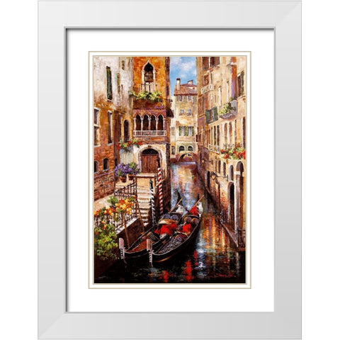 Italian Love Story White Modern Wood Framed Art Print with Double Matting by Lee, James