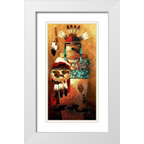 Indian Story III White Modern Wood Framed Art Print with Double Matting by Lee, James