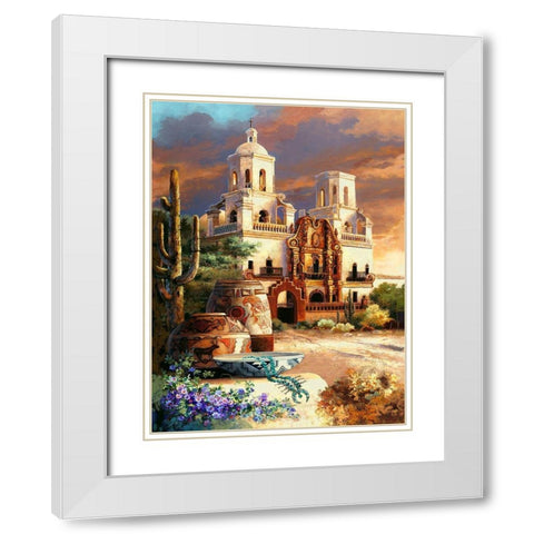 Mission Scene White Modern Wood Framed Art Print with Double Matting by Lee, James