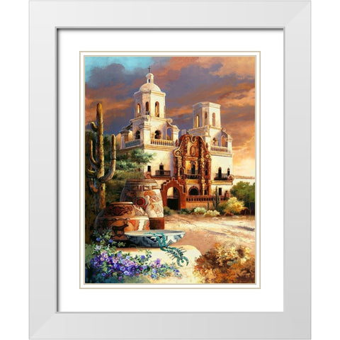 Mission Scene White Modern Wood Framed Art Print with Double Matting by Lee, James