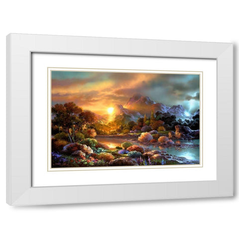 Sunset Creek White Modern Wood Framed Art Print with Double Matting by Lee, James