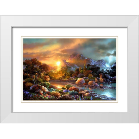 Sunset Creek White Modern Wood Framed Art Print with Double Matting by Lee, James