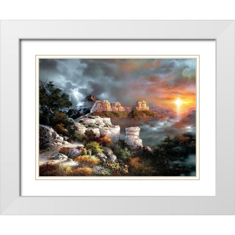 Sunset Plateau White Modern Wood Framed Art Print with Double Matting by Lee, James