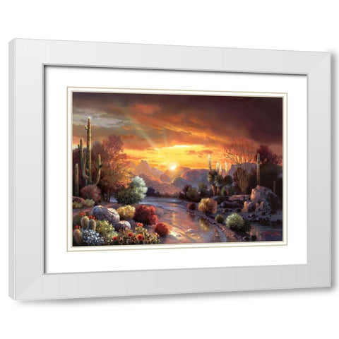 Desert Dusk White Modern Wood Framed Art Print with Double Matting by Lee, James