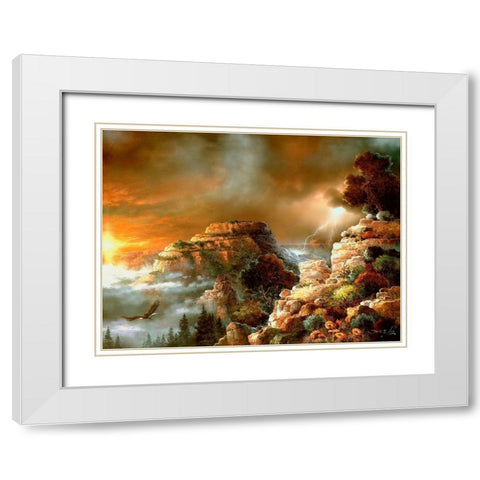 Eagle Storm White Modern Wood Framed Art Print with Double Matting by Lee, James