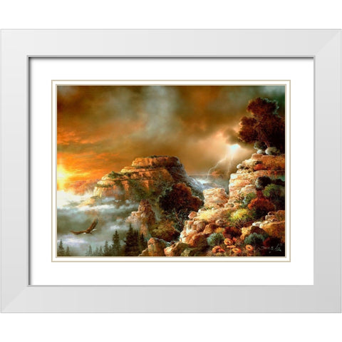 Eagle Storm White Modern Wood Framed Art Print with Double Matting by Lee, James