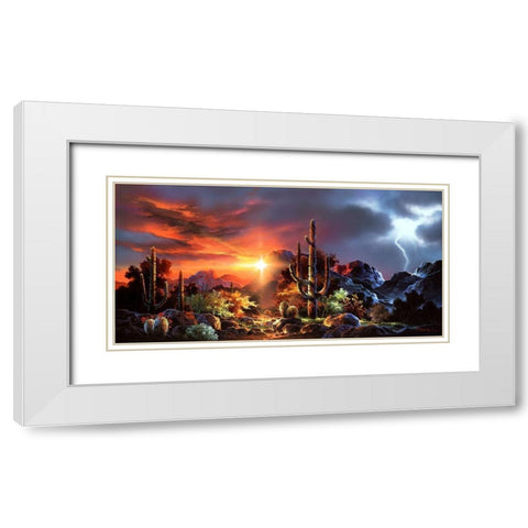 Desert Lightning White Modern Wood Framed Art Print with Double Matting by Lee, James