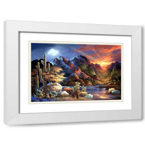 Saturday Sunset White Modern Wood Framed Art Print with Double Matting by Lee, James