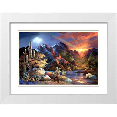 Saturday Sunset White Modern Wood Framed Art Print with Double Matting by Lee, James