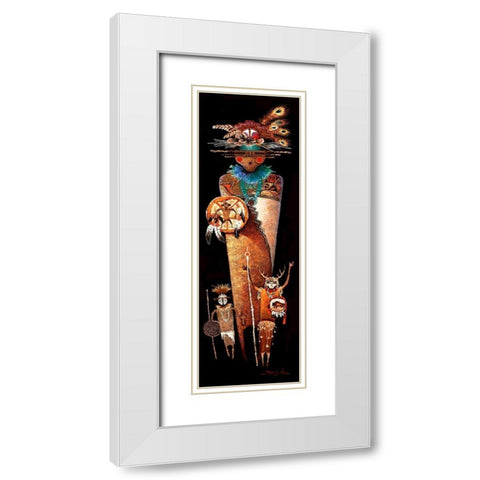 Indian Story II White Modern Wood Framed Art Print with Double Matting by Lee, James